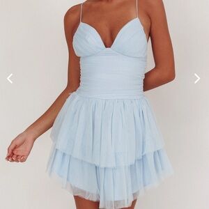 BRAND NEW selfie Leslie baby blue mini dress